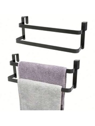 1入組鋁質黑色毛巾架浴室毛巾架，附有兩/三層