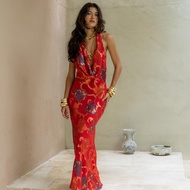 Gabriela Cowl Neck Mxi Dress ( Black ) | FIDUCIA BANGKOK