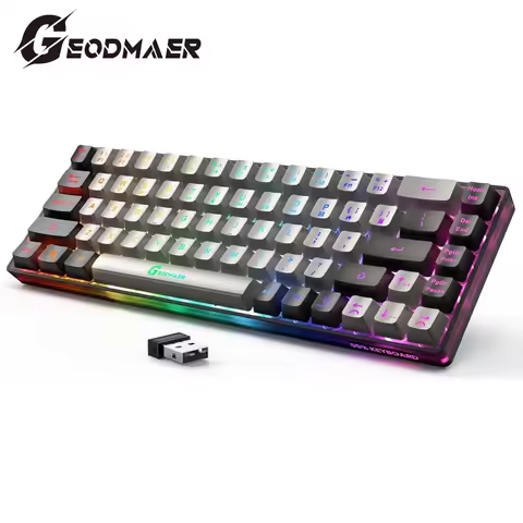 GEODMAER Wireless Gaming Keyboard Rechargeable Backlit Gaming Keyboard 68 Keys Membrane Keyboard for