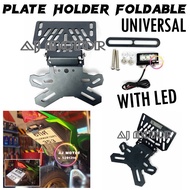 UNIVERSAL TAIL TIDY PLATE HOLDER + LED LIGHT NUMBER LAMPU BRAKE TAIL LAMP REAR NOMBOR MOTORCYCLE NIN