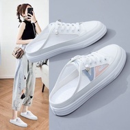 SL5 Half Shoes Half slippers Heightening Shoes Baotou Half slippers White Shoes Women 2021 New Style