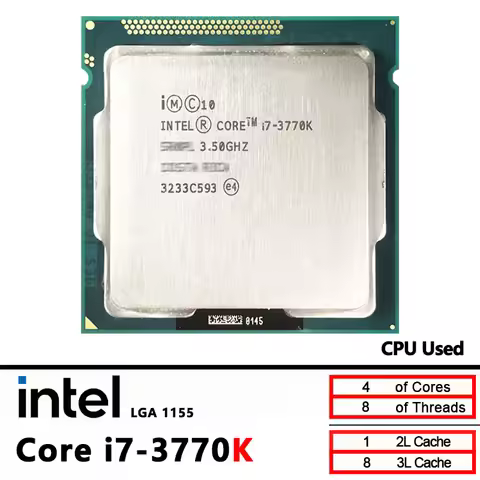 Intel Core Used i7 3770K i7-3770K 3.5 GHz 8M 77W CPU processor LGA 1155