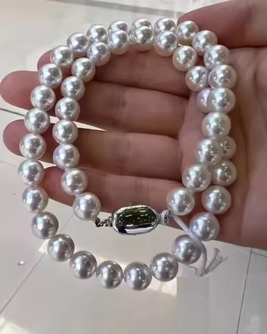NEW Pearls Necklace for Women White 11-12mm Fine Luster Nearly Round Pearls 925 Sterling Silver Jewe