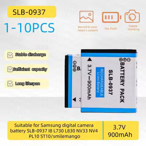 1-10 PCS 3.7V 900mAH SLB-0937 Suitable for Samsung Digital Camera Battery SLB-0937 I8 L730 L830 NV33