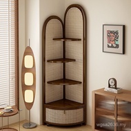 Floor Dining Side Cabinet Shelf Storage Cabinet Cabinet Corner Rattan Triangle Corner Living Room So