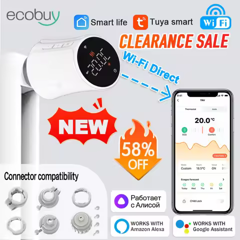 New Tuya Wifi Thermostat Radiator Actuator TRV Smart Thermostatic Valve Wifi Thermostat Temperature 