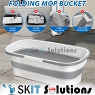 【SKIT SG】Slim Long Rectangle Collapsible Mop Bucket with Wheels for Home Cleaning, Portable Folding Mop Foldable Pail Bucket Plastic Bucket Household Student Dormitory Easy Cleaning