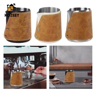 [KOZEEY] Handleless Pitcher Milk Frother Cup Frother Pitcher 450ml/15oz PU Leather Wrapped Espresso 