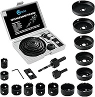 GMTOOLS Hole Saw Set, 16Pcs Hole Saw Kit with General Purpose 3/4" to 5"(19-127mm) Saw Blades, Mandr