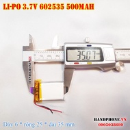 3.7v 500mAh Li-Po Battery 602535 (Li-Polymer) For Bluetooth Speaker, smartwatch, GPS Locator, Record