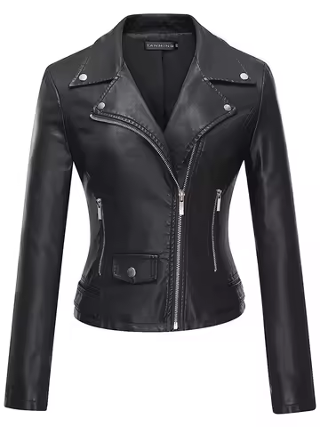 Spring and Autumn Pu Material Leather Jacket Fashionable Women's Leather Jacket Leather Jacket