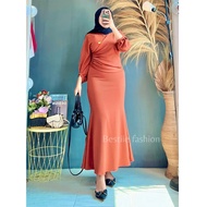 INARA DRESS MODEL DUYUNG BIGSIZE LD SAMPAI 120 BAHAN KNIT // DRESS KONDANGAN BRIDESMAID PERNIKAHAN BUSANA MUSLIM GAMIS KEKINIAN LONG DRESS KNIT // READY WARNA HITAM SAGE ROSE BATA