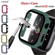 Case Pelindung Layar Tempered Glass 2 In 1 Untuk Apple Watch Seri Se 6 5 4 3 2 1