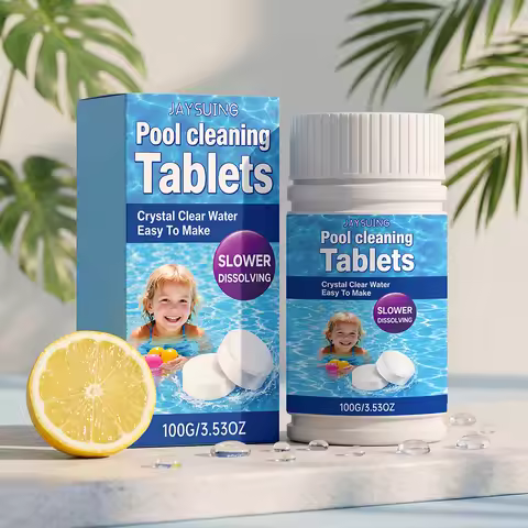 Pool Cleaning Tablets Hot Tub And Spa Chlorine Tablets Long-Lasting Algaecide Clarifier Keeps Water 