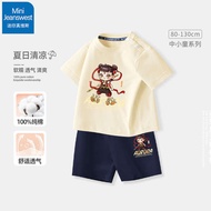 Jeanswest Boys Summer suit 2025 New Children s T shirt Cotton Sports Two piece Baby Short sleevedcqd