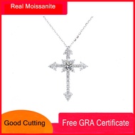Moissanite Diamonds With Certificate White Gold 18k Pawnable Cross Pendant Diamonds Necklace 925 Sil