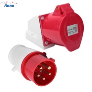 【Anna】Socket 3 PHASE 32A 5 PIN 415V Current INLET PLUG MALE FEMLE PHASE PIN RED
