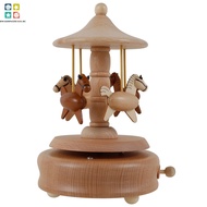 Carousel Music Box Retro Wooden Carousel Music Box Handmade Carousel Horse Music Box Beech Wood Rota