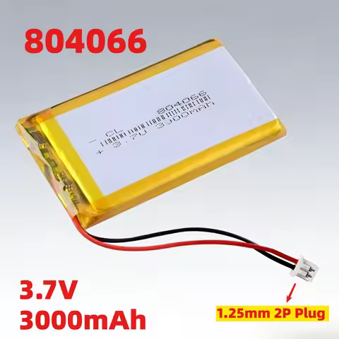 804066 Lithium Polymer Battery 3.7V 3000mAh 1.25mm 2P Plug Li-Polymer Rechargeable Batteries for Ope