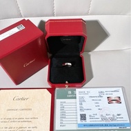 Cartier卡地亞 LOVE 系列 18k玫瑰金單鑽戒指，50號
