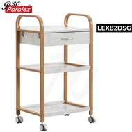 LEX82DSG - 3 Tier Beauty Salon Trolley with Drawer White Oak