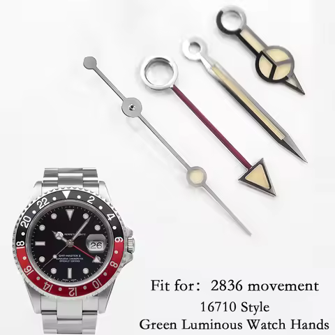 Watch Parts Fit for GMT 2836 Movement Green Luminous Watch Hands for 16710 Pumpkin Watch Hand