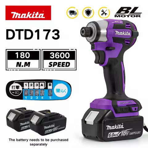 Makita DTD173 3600rpm Cordless Impact Driver 180Nm Brushless Motor Electric Drill Wood/Bolt/T-Mode W