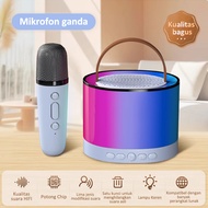 Speaker Karaoke Portabel Bluetooth dengan Mikrofon Wireless dan Lampu RGB - K1/K12/Y1