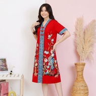 dress cheongsam merah imlek CNY sincia batik jumbo XL busui
