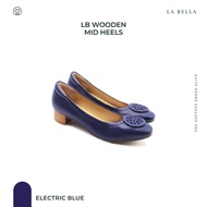 LA BELLA รุ่น LB WOODEN MID HEELS - ELECTRIC BLUE