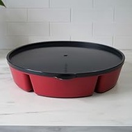 SwivelServe Heavy-Duty Divided Serving Tray with Leakproof Lid - 6 Divided Compartments to Serve & S