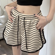 tracksuit tracksuit woman Casual Sports Shorts - Elastic High Waist Striped Wide Leg | Summer Fashio