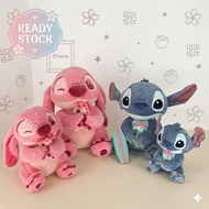 Authentic Cute Sitting Blue Stitch & Pink Angel Plushie with Scrump Doll Pillow - (25cm to 55cm)