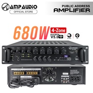 AmpAudio 680W Public Address Power Amplifier 4 Zone 70V 100V PA System 2U Rackmount
