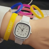 jam tangan guess rubber free gelang - putih