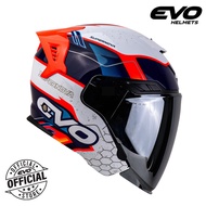 EVO Rx-7 Supernova Half Face Dual Motorcycle Helmet with Free Clear Lens