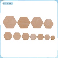 [mojotorw7] 00/200 Pieces Hexagon Shapes MDF Cutouts Wood Wooden Embellishments Shapes for DIY Craft