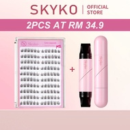 SKYKO 2pcs Set With Fake Eyelashes & Eyeliner Stamp Waterproof Longlasting