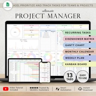 Project Management Spreadsheet Team Project Manager Template Task Tracker Kanban Board Gantt Chart E