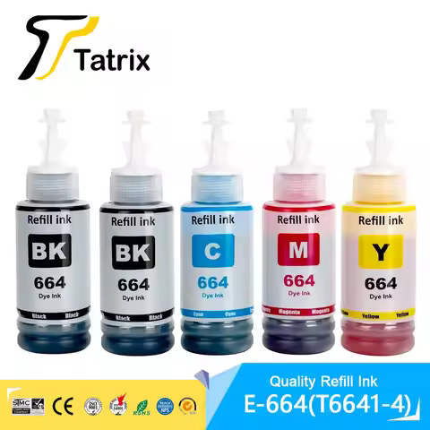 664 T664 T6641-4 Premium Compatible Bottle Refill Tintas Ink for Epson L100 L120 L130 L210 L220 L310