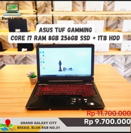 Laptop Asus tuf gaming Core i7 Ram 8GB SSD 256GB+1TB HDD Second bekas