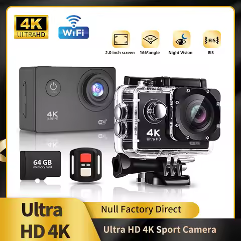 Null 4K Outdoor WiFi Action Camera Helmet Video Recording 4K/30FPS WiFi 2.0" 170DGPS 4X Zoom Underwa