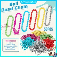 50pcs Ball Beads Chain Metal Hanging Chains Diy Colorful Ball Multi-functional Bead Keychain Gift Co