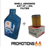 SHELL ADVANCE  AX7  10-40W 4T LUBRICANT  + Oil Filter