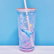 🫧超夢幻海洋鯨魚夏日水杯🐋 💎絕版香港現貨💎 🍑Starbucks Limited  🩵Ocean  sea world summer mug cup  🍸With lid and straw 🦋cu