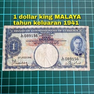 A662 1 dollar king malaya tahun keluaran 1941 duit kertas lama duit Malaysia lama duit zaman British