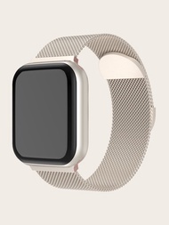 1入磁吸式金屬網帶不鏽鋼手錶帶，適用於  Apple Watch Ultra/Se/9/8/7/6/5/4/3/2/1 系列手錶，適用於 38mm/40mm/41mm/42mm/44mm/45mm/49mm Apple Watch 腕帶