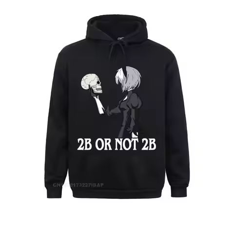 NieR Automata Hoodie 2B Or Not 2B Men Hooded Pullover Funny Cotton Long Sleeve Jacket Anime Plus Siz