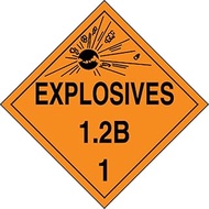 Accuform Signs MPL110VS100 Adhesive Vinyl Hazard Class 1/Division 2B DOT Placard, Legend "EXPLOSIVES