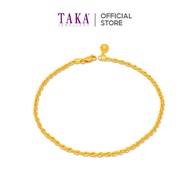 TAKA Jewellery 916 Gold Solid Rope Anklet with Bell or without Bell